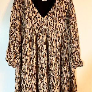 Leopard print babydoll dress